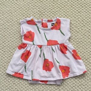 Tea Collection Baby Dress with Red and Green Floral Design
